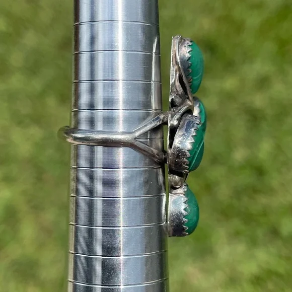 Scott Dave Navajo Sterling Silver Malachite Ring Size 7.75 - Picture 7 of 13